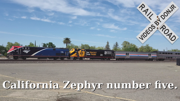 California Zephyr 5 With The Operation Lifesaver Locomotive & A Superliner Coach In Phase VII Colors